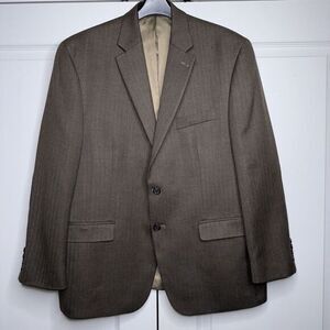 Lauren Ralph Lauren Men's Blazer Size 43S Brown Herringbone‎ Elbow Suede Patches